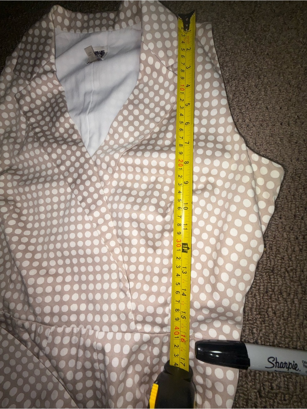 Anne Klein Polka Dot Sleeveless Faux Wrap Pleated Dress Size 12 - Picture 13 of 14